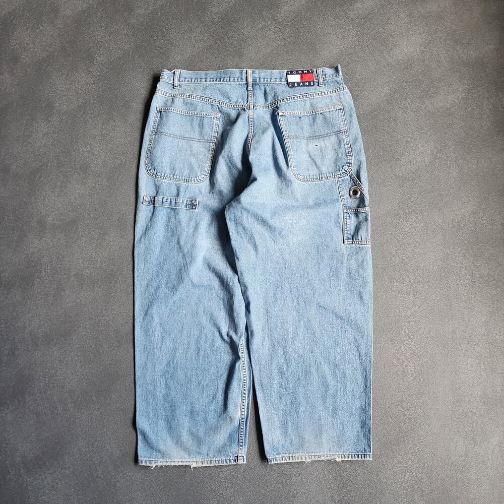 Vintage  Baggy Tommy Hilfiger Carpenter Dungaree Blue Denim Jeans 42x30